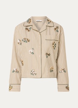 Sandro Dames Blouse met streepprint en pailletten in de kleur Camel