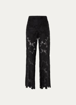 Sandro Dames High waist flared fit broek met broderie in de kleur Zwart