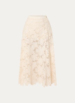 Sandro Dames Semi-transparante midi rok van kant met kralendecoratie in de kleur Beige