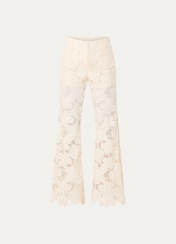 Sandro Dames High waist flared fit broek met broderie in de kleur Beige