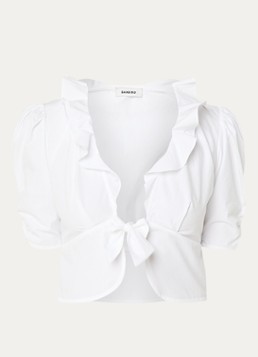 Sandro Dames Cropped blouse met volant in de kleur Wit