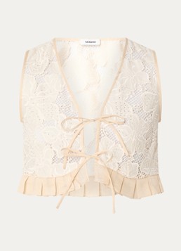 Sandro Dames Cropped gilet van broderie met strass in de kleur Beige