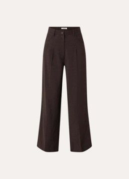 Sandro Dames High waist wide fit pantalon in linnenblend in de kleur Donkerbruin