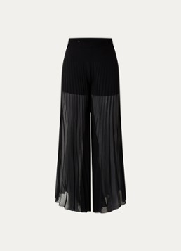 Sandro Dames High waist wide fit palazzobroek met plissé in de kleur Zwart