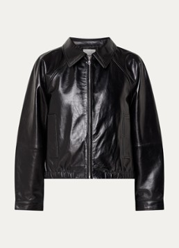 Sandro Dames Cropped jack van lamsleer met steekzakken in de kleur Zwart