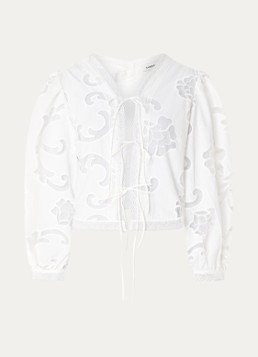 Sandro Dames Semi-transparante top met broderie in de kleur Wit