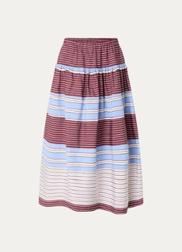 Sandro Dames Maxi A-lijn rok met streepdessin in de kleur Bordeauxrood