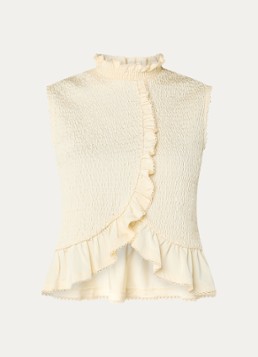 Sandro Dames Top met volant in de kleur Ivoor
