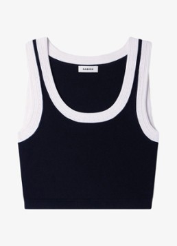 Sandro Dames Cropped tanktop met contrasterende kleuren in de kleur Zwart