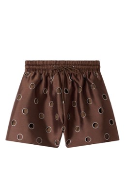Sandro Dames High waist wide fit korte broek met strass in de kleur Bruin