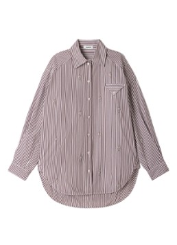 Sandro Dames Oversized blouse met streepprint in de kleur Brown / Bruin