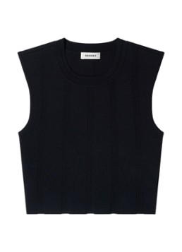 Sandro Dames Fijngebreide crop top in de kleur Zwart