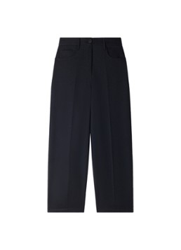 Sandro Dames High waist straight fit pantalon in wolblend in de kleur Donkerblauw