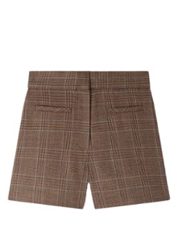 Sandro Dames High waist straight fit korte broek van wol met ruitdessin in de kleur Bruin