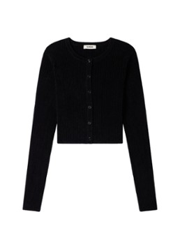 Sandro Dames Fijngebreid vest met ronde hals in de kleur Zwart