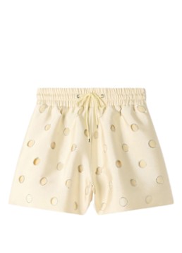 Sandro Dames High waist wide fit korte broek met strass in de kleur Vanillegeel