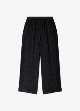 Sandro Dames High waist wide fit pantalon met jacquard dessin en zakken in de kleur Black / Zwart