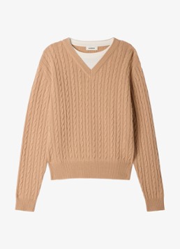 Sandro Dames Ribgebreide trui in wolblend in de kleur Beige