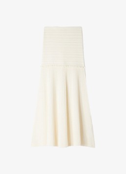 Sandro Dames Midi rok met opengewerkt dessin in de kleur Beige