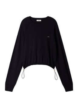 Sandro Dames Trui in wolblend met logo in de kleur Donkerblauw