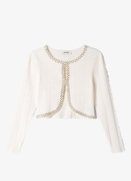 Sandro Dames Kort vest met parels en stras in de kleur Wit