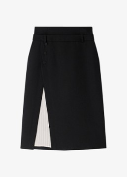 Sandro Dames High waist midi rok van wol met split in de kleur Zwart