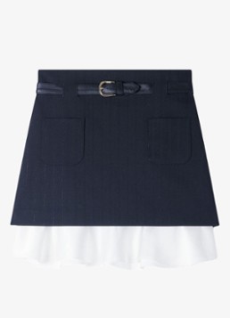 Sandro Dames Mini rok met krijtstreep en riem in de kleur Zwart