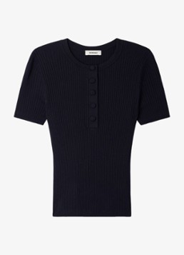 Sandro Dames Gebreide trui met knopen in de kleur Blauw