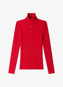 Sandro Dames Kabelgebreide trui met logo in de kleur Steenrood