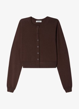Sandro Dames Grofgebreid vest met ronde hals in de kleur Bruin