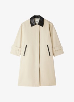 Sandro Dames Trenchcoat met leren details in de kleur Beige