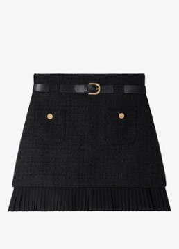 Sandro Dames Mini rok met tweed-look in de kleur Black / Zwart