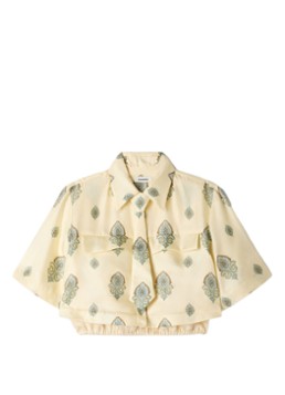 Sandro Dames Cropped blouse met stropdas en paisley dessin in de kleur Lichtgeel