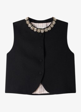 Sandro Dames Gilet met sierlijke halslijn in de kleur Zwart