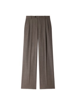 Sandro Dames High waist straight fit pantalon van wol in de kleur Taupe