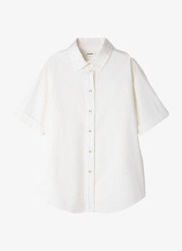 Sandro Dames Oversized blouse met geplooid detail in de kleur Ecru / Wit
