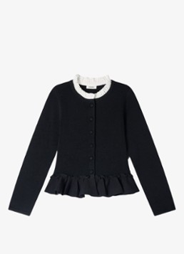 Sandro Dames Fijngebreid vest met peplum en geborduurde knopen in de kleur Zwart