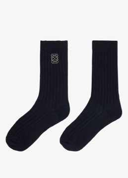 Sandro Dames Sokken in wolblend met logo in de kleur Donkerblauw