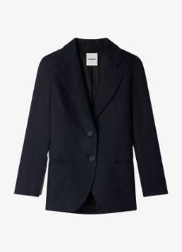 Sandro Dames Blazer van wolblend met krijtstreep in de kleur Blauw
