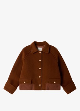 Sandro Dames Baseball jack met sierknopen in de kleur Camel