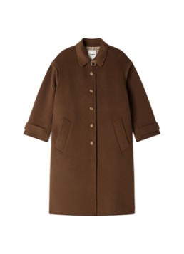 Sandro Dames Jas van wol met details van leer in de kleur Bruin