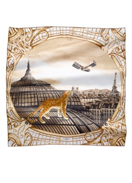 Cartier Dames Sjaal van zijde met L'Odyssée de Cartier dessin 90 x 90 cm T6011529 in de kleur Beige