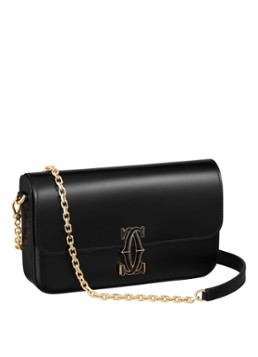 Cartier Dames Double C Mini Chain crossbodytas van kalfsleer CRL1002303 in de kleur Zwart