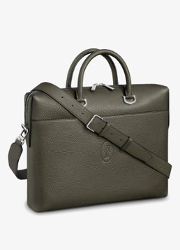 Cartier Heren Must de Cartier Small businesstas van kalfsleer CRL1002594 in de kleur Bronsgroen