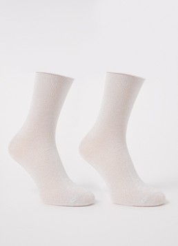 MarcMarcs Dames Sokken met lurex in 2-pack in de kleur Zilver, maat: 39-42