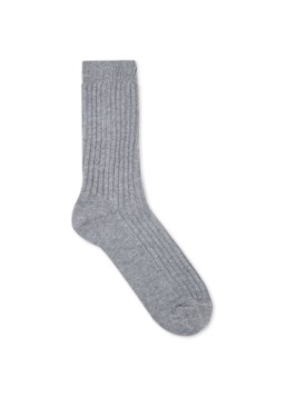 MarcMarcs Dames Sokken in kasjmierblend met ribstructuur in de kleur Grijs, maat: 39-42