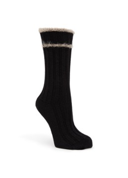MarcMarcs Dames Ribgebreide sokken in katoenblend met lurex in de kleur Zwart, maat: 35-38