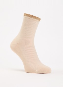 MarcMarcs Dames Viona ribgebreide sokken met lurex in de kleur Beige, maat: 39-42