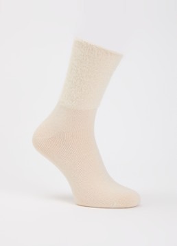 MarcMarcs Dames Sokken met detail van imitiatiebont in de kleur Vanillegeel, maat: 39-42