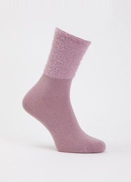 MarcMarcs Dames Sokken met detail van imitiatiebont in de kleur Oudroze, maat: 39-42